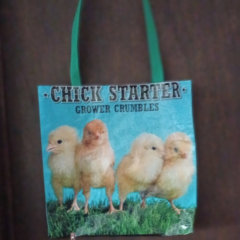 Upcycled Chicks Animal Feed Bags tote Grocery bags